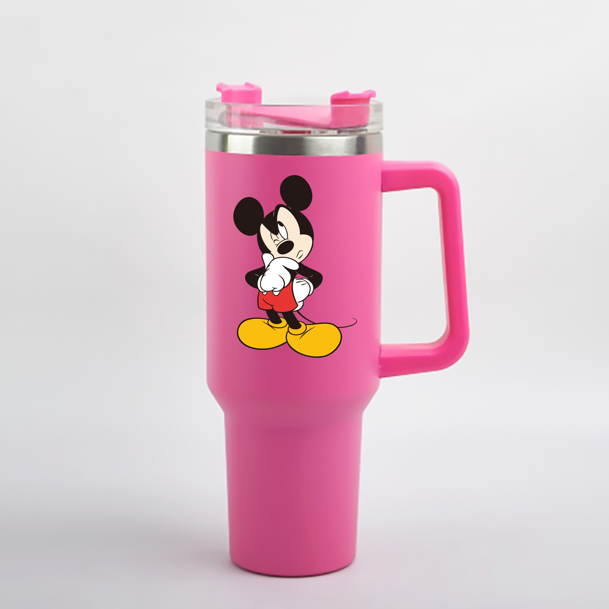 （画像用） ミッキーマウス Mickey Mouse 1200mL車用タンブラー - クリスタルステッカー（プラスチックストロー付き）